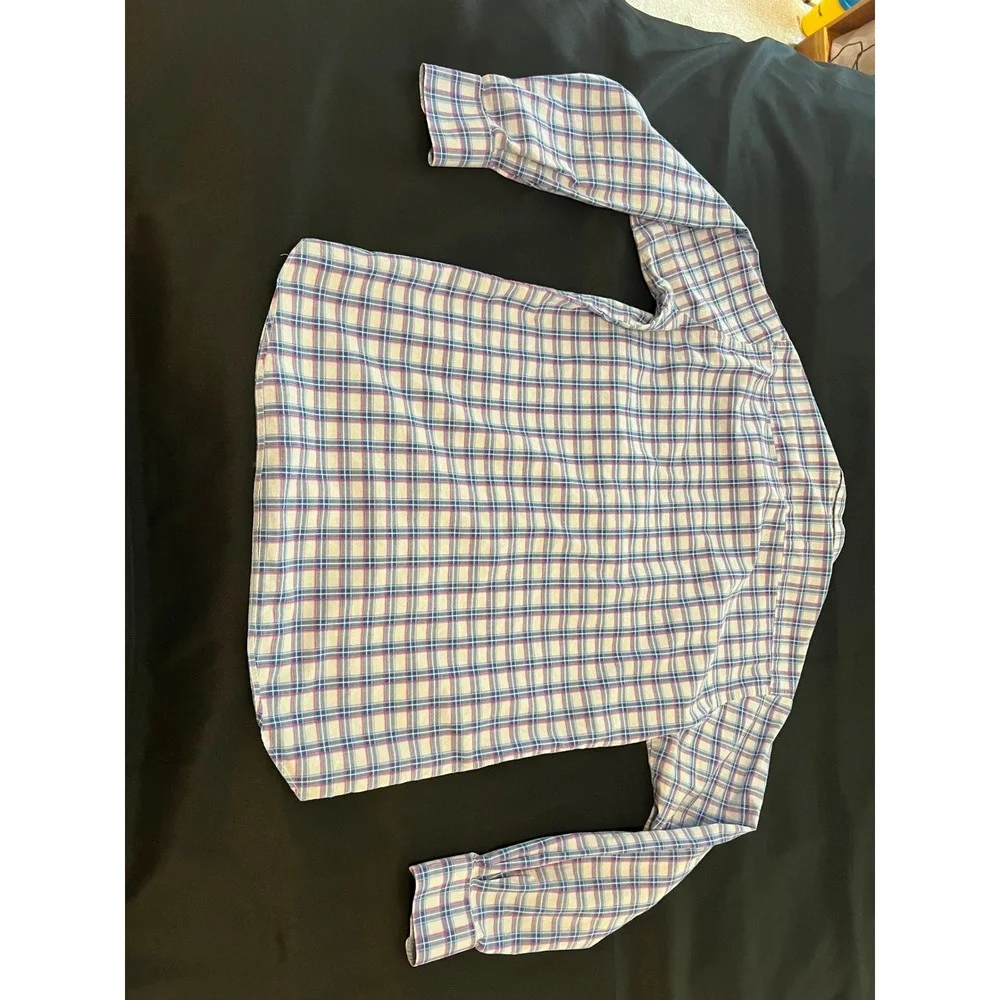TailorByrd Collection Mens Large Blue Pink Plaid Button Down Flamingo Shirt